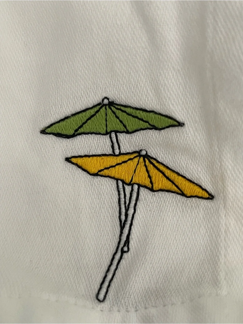 VTG Pier 1 White 100% Cotton Cocktail Napkins w/Umbrella Embroidery, Set of 6
